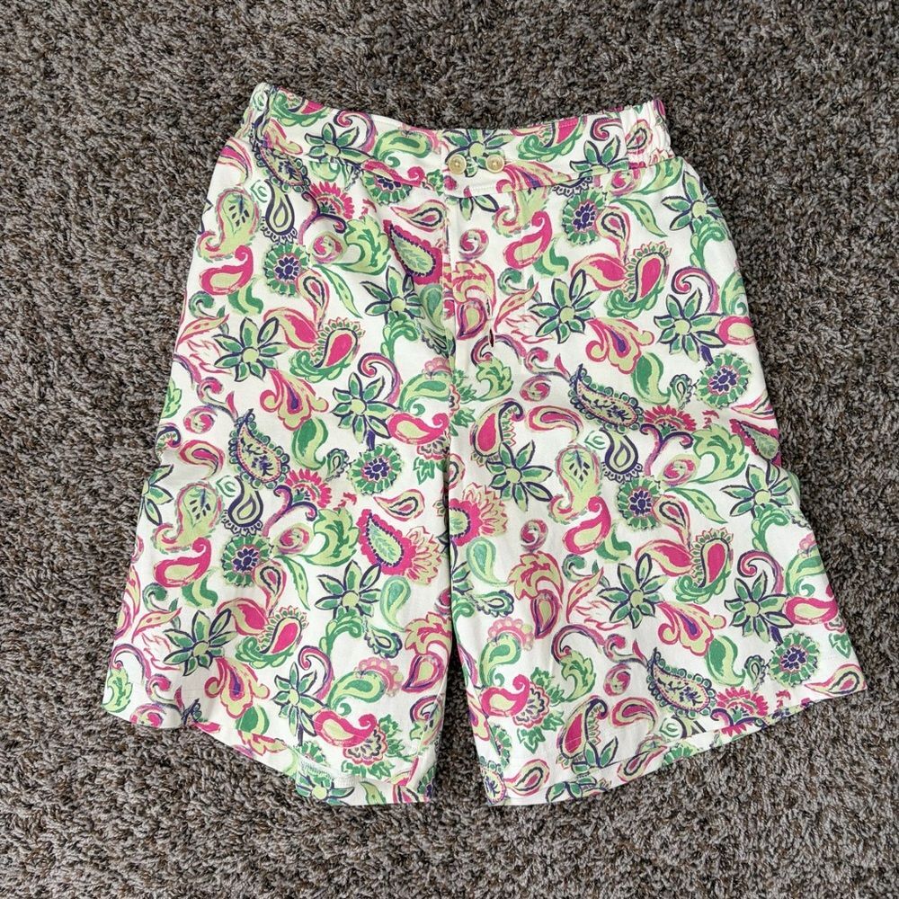 Jacquemus Le Raphia Le Short Pingo Floral Paisley Print Flat Front Shorts